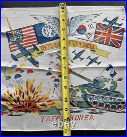 Vtg Hand Painted Trench Art SCARF Returned From HELL Taegu KOREA War Souvenir