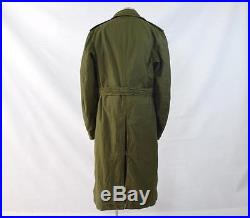 Vtg KOREAN WAR Green 1953 OG 107 Field Coat Trench Jacket with Wool Liner M Long