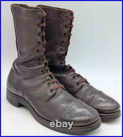 Vtg Korean War 9.5 R Brown Combat Paratrooper Jump Men's Leather Boots