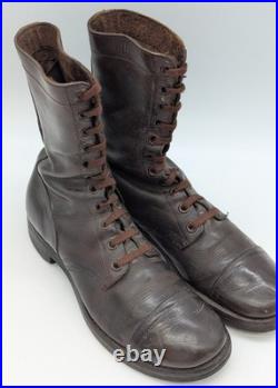 Vtg Korean War 9.5 R Brown Combat Paratrooper Jump Men's Leather Boots