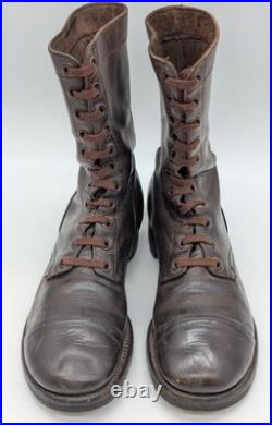 Vtg Korean War 9.5 R Brown Combat Paratrooper Jump Men's Leather Boots