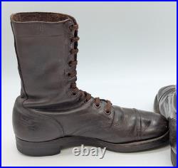 Vtg Korean War 9.5 R Brown Combat Paratrooper Jump Men's Leather Boots
