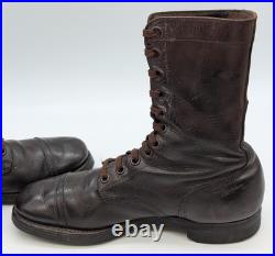 Vtg Korean War 9.5 R Brown Combat Paratrooper Jump Men's Leather Boots