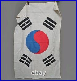 Vtg Korean War Bring Back Linen Painted South Korea Flag Seoul 36x23