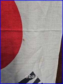 Vtg Korean War Bring Back Linen Painted South Korea Flag Seoul 36x23