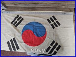 Vtg Korean War Bring Back Linen Painted South Korea Flag Seoul 36x23