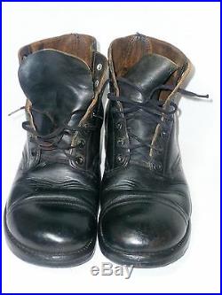 Vtg Korean War Era Custom Chukka Cap Toe Leather Military Jump Boots Men's 9 D