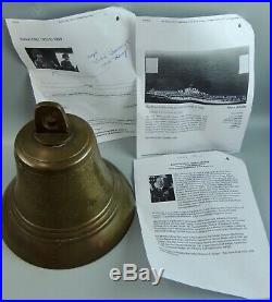Vtg Korean War Solid Brass/Bronze Authentic Ship/Sailors Bell Awarded to Capt