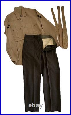 Vtg Korean War US Army Corporal Uniform Wool Shirt Trousers Ribbon Bar Small
