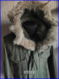 Vtg M-1951 Korean War Olive Field Coat Parka Jacket with Liner Hood Size M