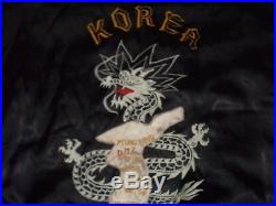 Vtg Men 50s Korean War Souvenir Embroidered Dragon Flight Bomber Military Jacket
