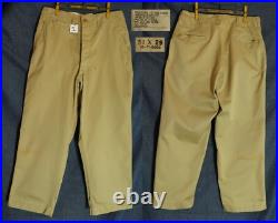 Vtg NOS 1952 WWII Pat Date 1945 US Army Khaki Chino Trousers 34 W x 29 L #1