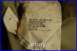 Vtg NOS 1952 WWII Pat Date 1945 US Army Khaki Chino Trousers 34 W x 29 L #1