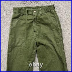 Vtg OG 107 Pants Mens 28x32 Green 13 Star US Military Baker Pants Korean War