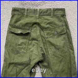 Vtg OG 107 Pants Mens 28x32 Green 13 Star US Military Baker Pants Korean War