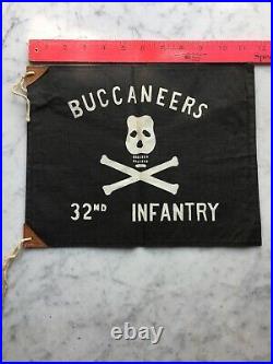 Vtg Rare Korean War 32nd Infantry Buccaneers Army Jeep Banner Flag Original Mint