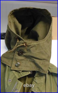 Vtg US Air Force-Army M-1951 Korean War Field Jacket OG 107, Hood M-1943