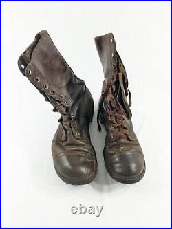 Vtg US Army Korean War Military Brown Leather Combat Jump Boots Size 7 EE Stiff