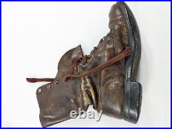 Vtg US Army Korean War Military Brown Leather Combat Jump Boots Size 7 EE Stiff