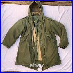 Vtg US Army Military M51 Fishtail Parka Jacket Large w Wool Frieze Liner M-1951