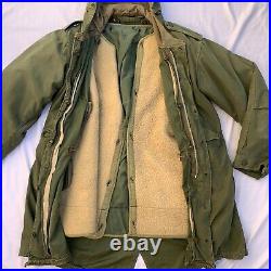 Vtg US Army Military M51 Fishtail Parka Jacket Large w Wool Frieze Liner M-1951