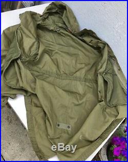 Vtg US Korean War M-1951 M-51 SHELL Fishtail Fur Collar PARKA Jacket Liner SMALL