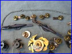 Vtg WWII, Korean War USMC EGA, Dog Tag ID, Officer & NCO Rank Pins Insignia LOT