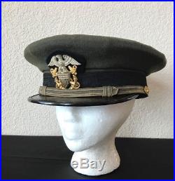 WW II Korean War U. S. Navy Naval Officer Aviator Hat Cap Air Corp Green 7 1/8