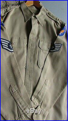 WW2/Korean war era USAAF officer uniform shirts, khaki, size medium, all wool