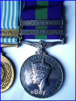 WW2 UN Korean War General Service Malaya Palestine medals Gnnr Barnes Ryl Arty