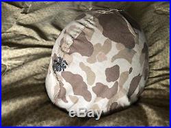 WW2 US Marine Corp M1 Helmet & Liner NEAR MINT Depot Stock. Korean War Cover EGA