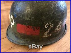 WW2 WWII Korean War MP M. P Helmet Front seemed 24th infantry division