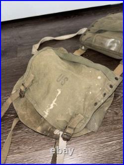 WW2 WWII Korean War Saddle Bag Makeshift US Army Bags Rare Cool Vintage