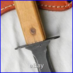 WW2 or Korean War era US Navy D-A life raft knife, orig leather scabbard RARE