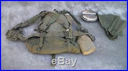 WW2 to Korean War era US M-1945 Backpack & Shovel & Belt & Canteen & More USED
