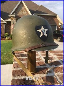 WWII Korean War US Army 2nd Infantry Division Painted M1 Helmet with Liner FS SB