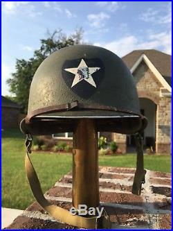 WWII Korean War US Army 2nd Infantry Division Painted M1 Helmet with Liner FS SB