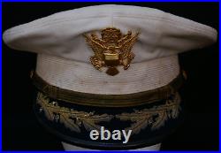 WWII Korean War US Army Senior Officers Dress Summer White Service Visor Hat