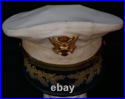 WWII Korean War US Army Senior Officers Dress Summer White Service Visor Hat