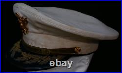 WWII Korean War US Army Senior Officers Dress Summer White Service Visor Hat