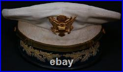 WWII Korean War US Army Senior Officers Dress Summer White Service Visor Hat