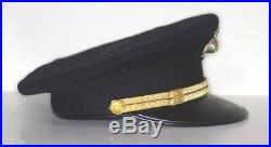 WWII /Korean War USMC Officer Dress Blues Black Barracks Cover Sterling Gold EGA