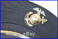 WWII /Korean War USMC Officer Dress Blues Black Barracks Cover Sterling Gold EGA