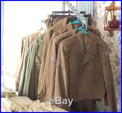 WWII Korean War Uniforms ID'd Soldier 50+ pc Eisenhower Jacket Long Wool Coat