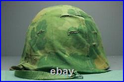 WWII Korean War Vietnam M1 Helmet USMC Camo Mitchell Liner Green Hardware