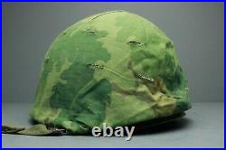 WWII Korean War Vietnam M1 Helmet USMC Camo Mitchell Liner Green Hardware