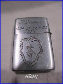 WWII Korean War Zippo lighter Named 25th Infantry Division 1950-54 Patent2032695