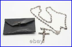 WWII Sterling Army, Navy, USMC Chaplain Rosary With Korean War Era Initialed Case