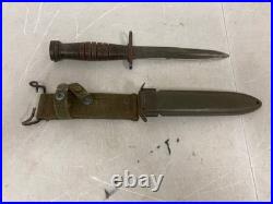 WWII US Military M3 Camillus Trench Knife Blade Marked + Sheath 4th Var D1021