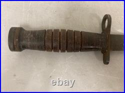 WWII US Military M3 Camillus Trench Knife Blade Marked + Sheath 4th Var D1021